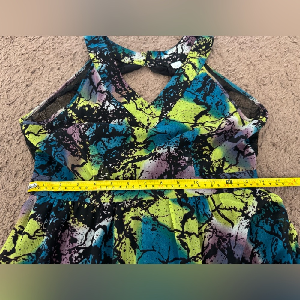 2 FOR $20 H&M Green Blue Floral Maxi Dress Sleeveless Lace Back Multi Color 6 - Picture 14 of 14